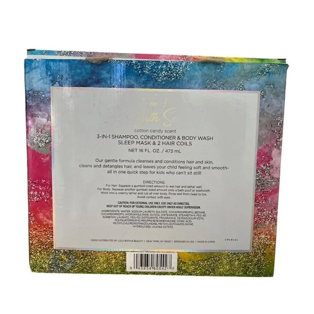 Unicorn 3 in 1 Shampoo Conditioner Body Wash Bath Set Sleep Mask Hair Ties New